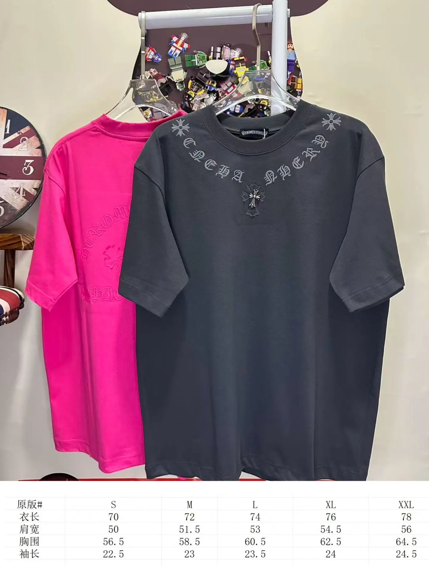 L 26735# Come Hearts T Same Style Same Style T Versatile ➕ Quality 🪡 ：Black White Gray SIZE：S-XXL